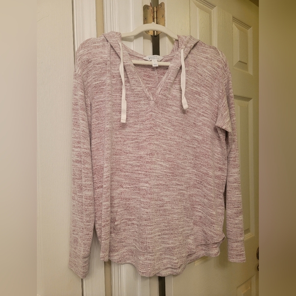 Market & Spruce Tops - Market & Spruce Heathered Pink Hoodie Top